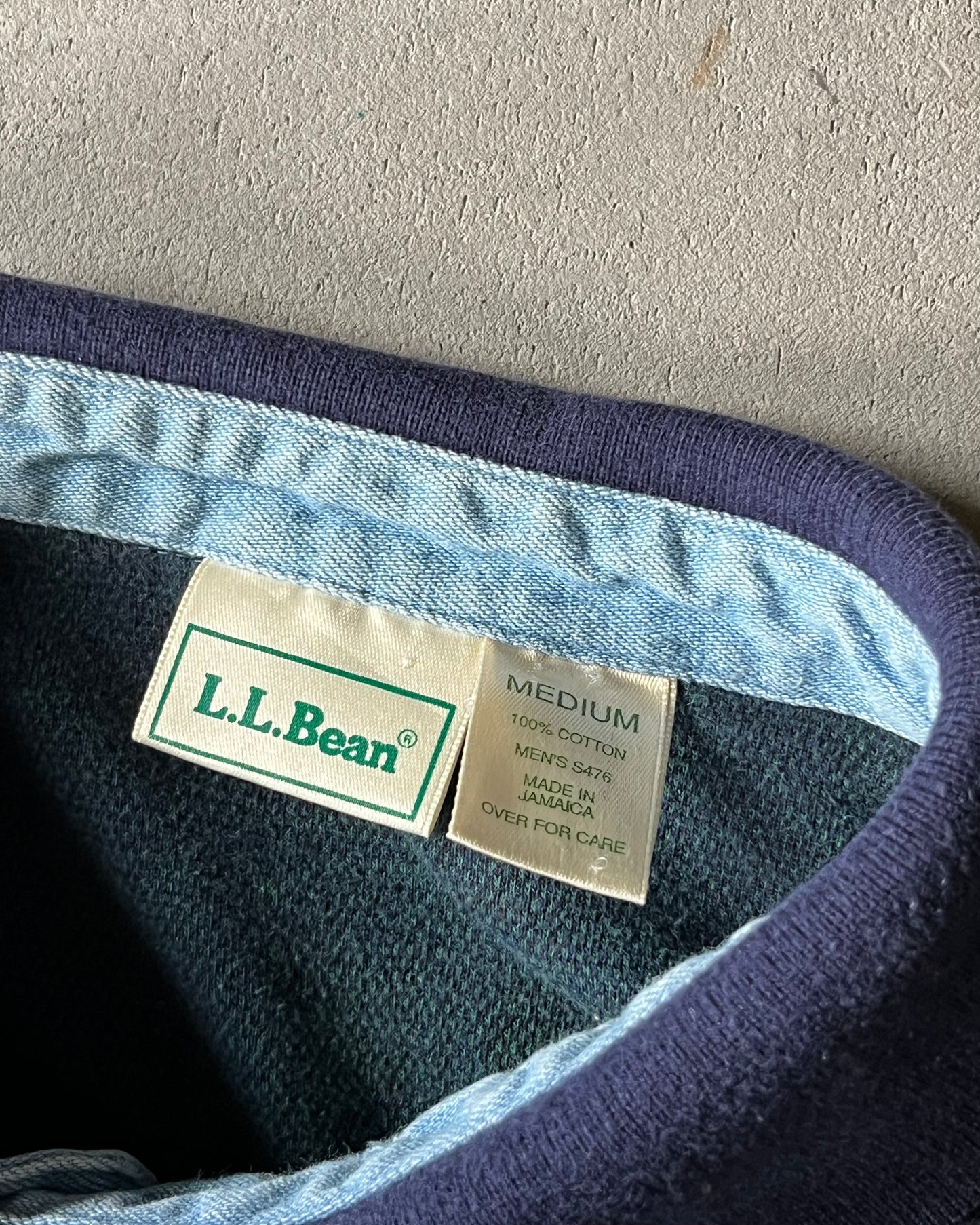 2000s - Navy/Green L.L.Bean Plaid Rugby Shirt - M