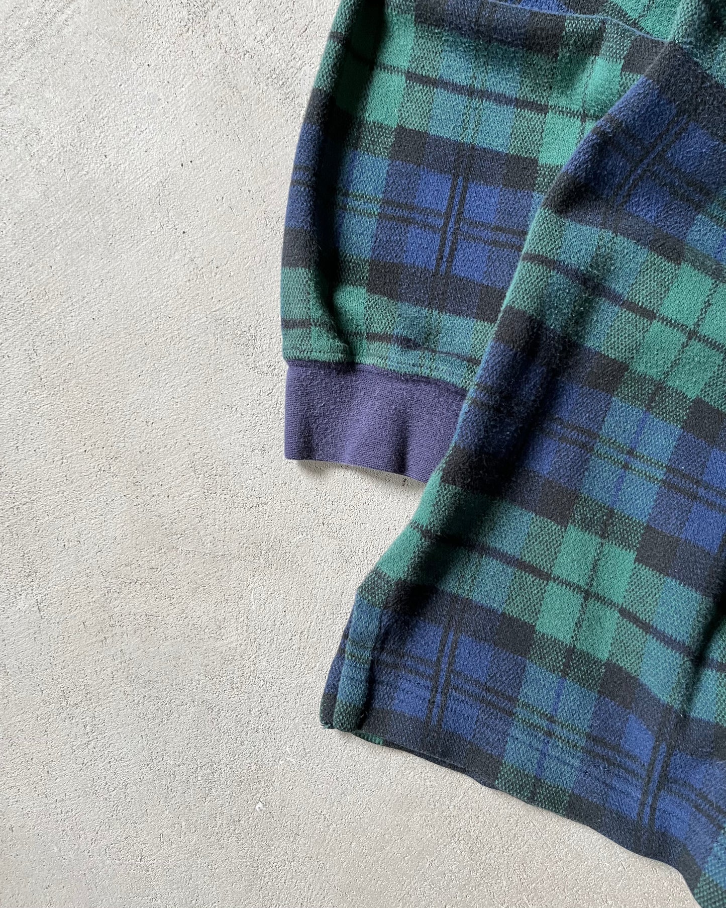 2000s - Navy/Green L.L.Bean Plaid Rugby Shirt - M