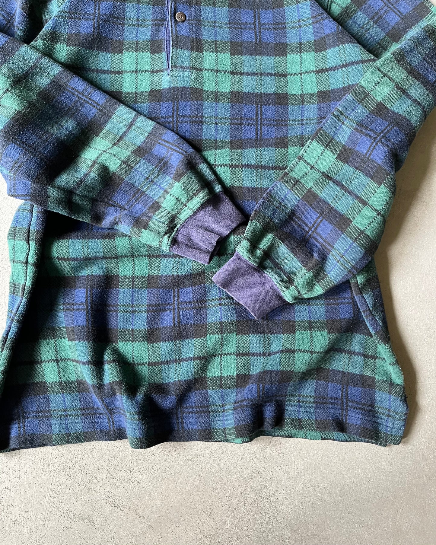 2000s - Navy/Green L.L.Bean Plaid Rugby Shirt - M