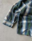 1990s - Distressed Navy/Green Plaid Flannel - L/XL