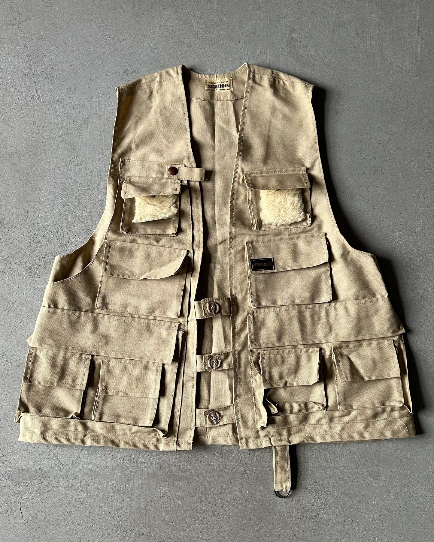 1970s - Tan Multi Pockets Fishing Vest - M