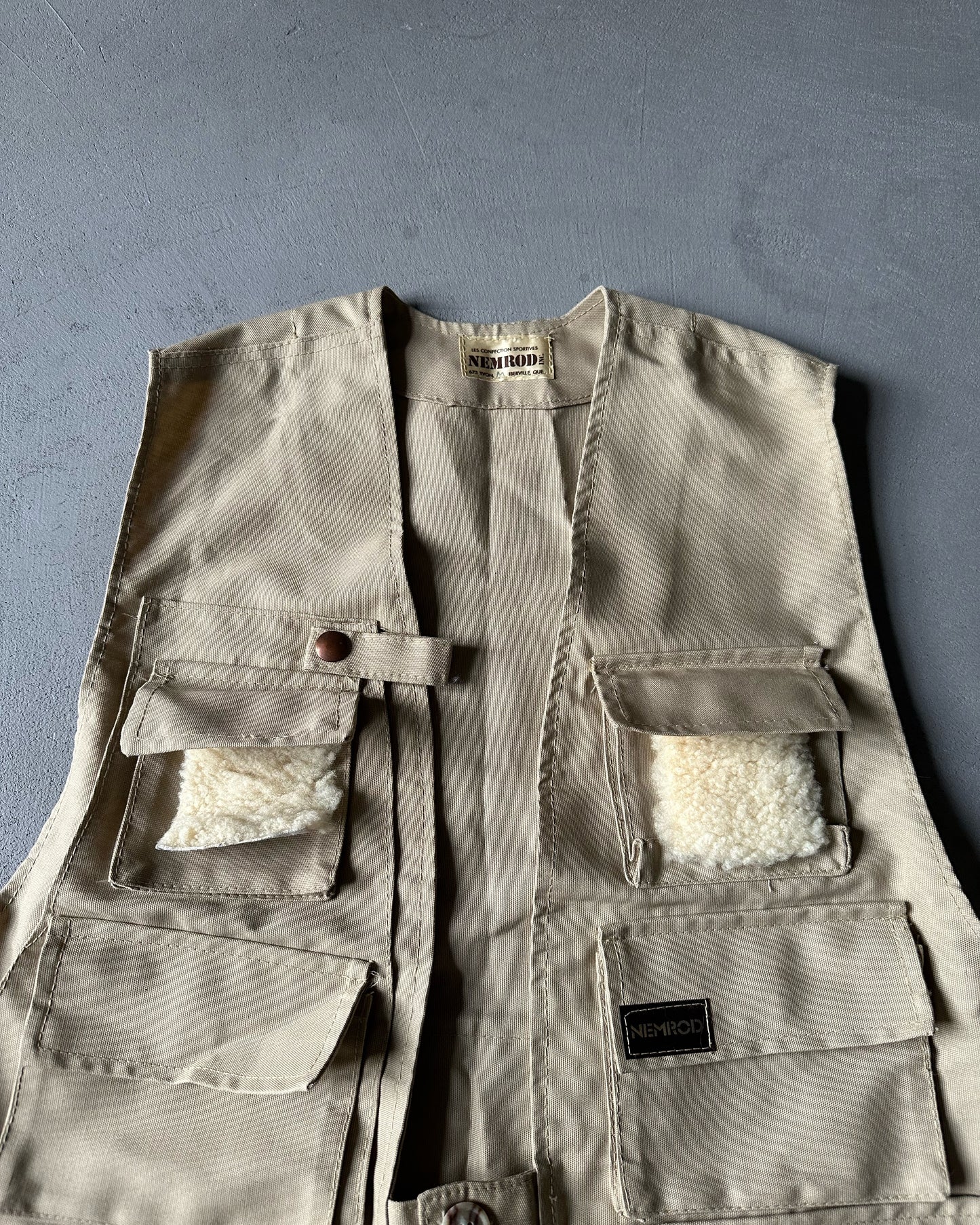 1970s - Tan Multi Pockets Fishing Vest - M