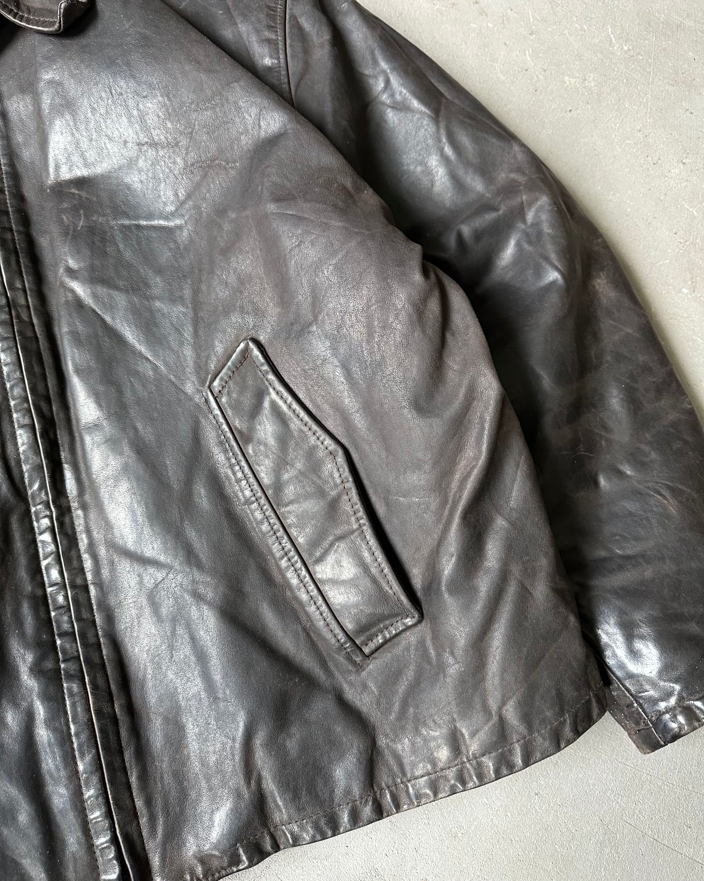 1990s - Brown Leather Jacket - M