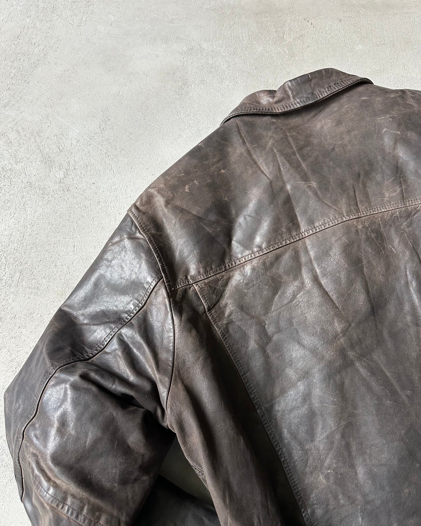 1990s - Brown Leather Jacket - M