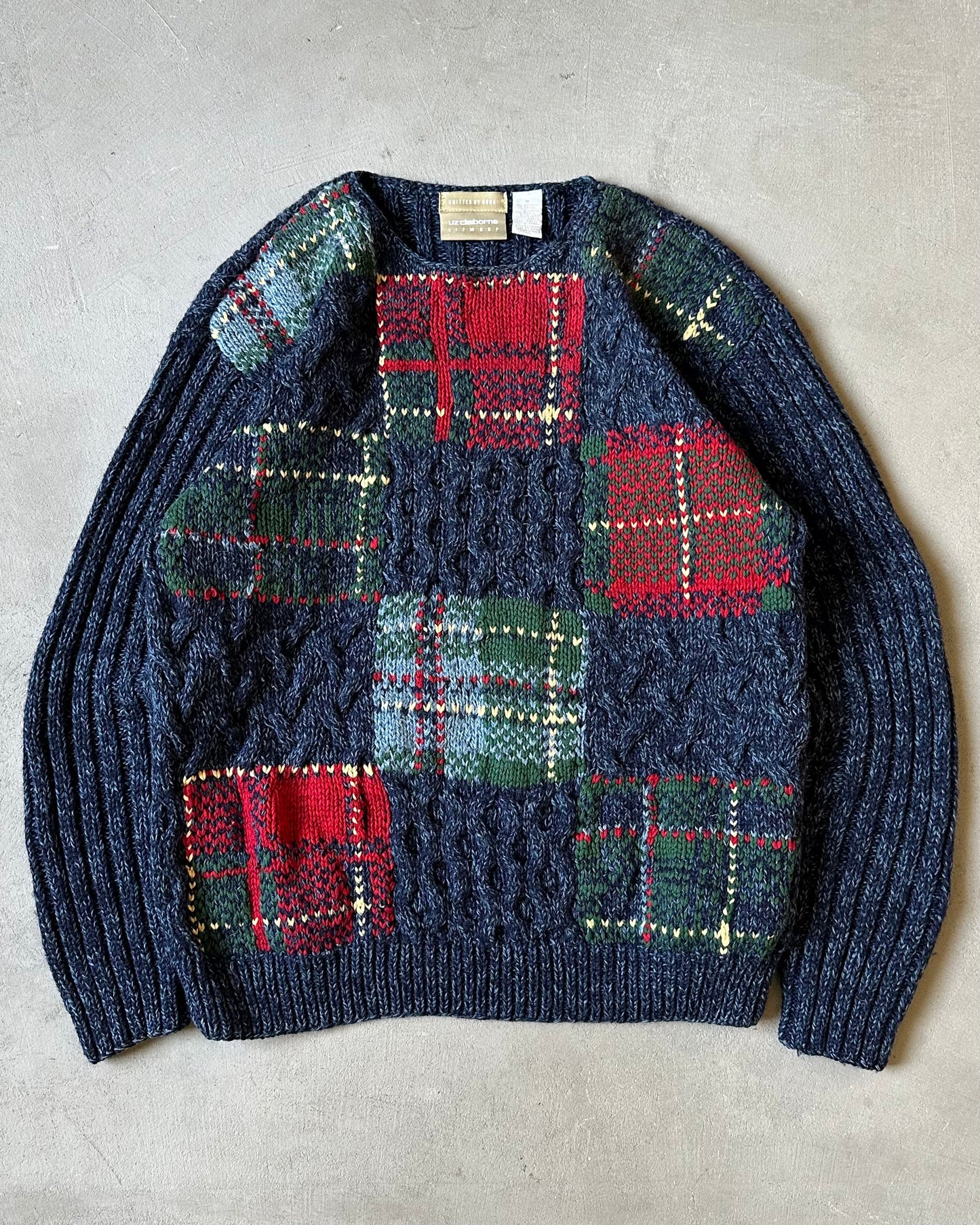 Années 2000 - Pull femme patchwork bleu/rouge - (F)M