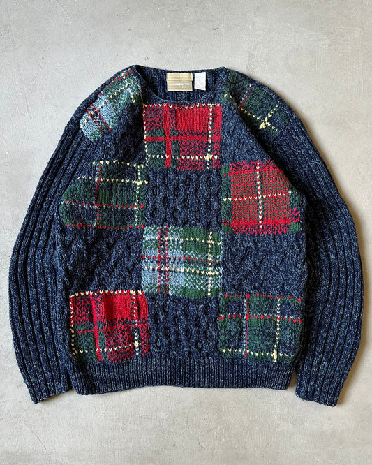 Années 2000 - Pull femme patchwork bleu/rouge - (F)M