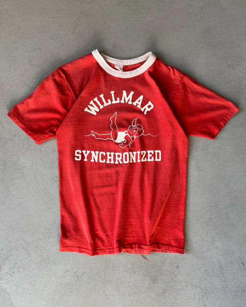 1970s - Red/White "Willmar Synchrinized" Ringer T-Shirt - S