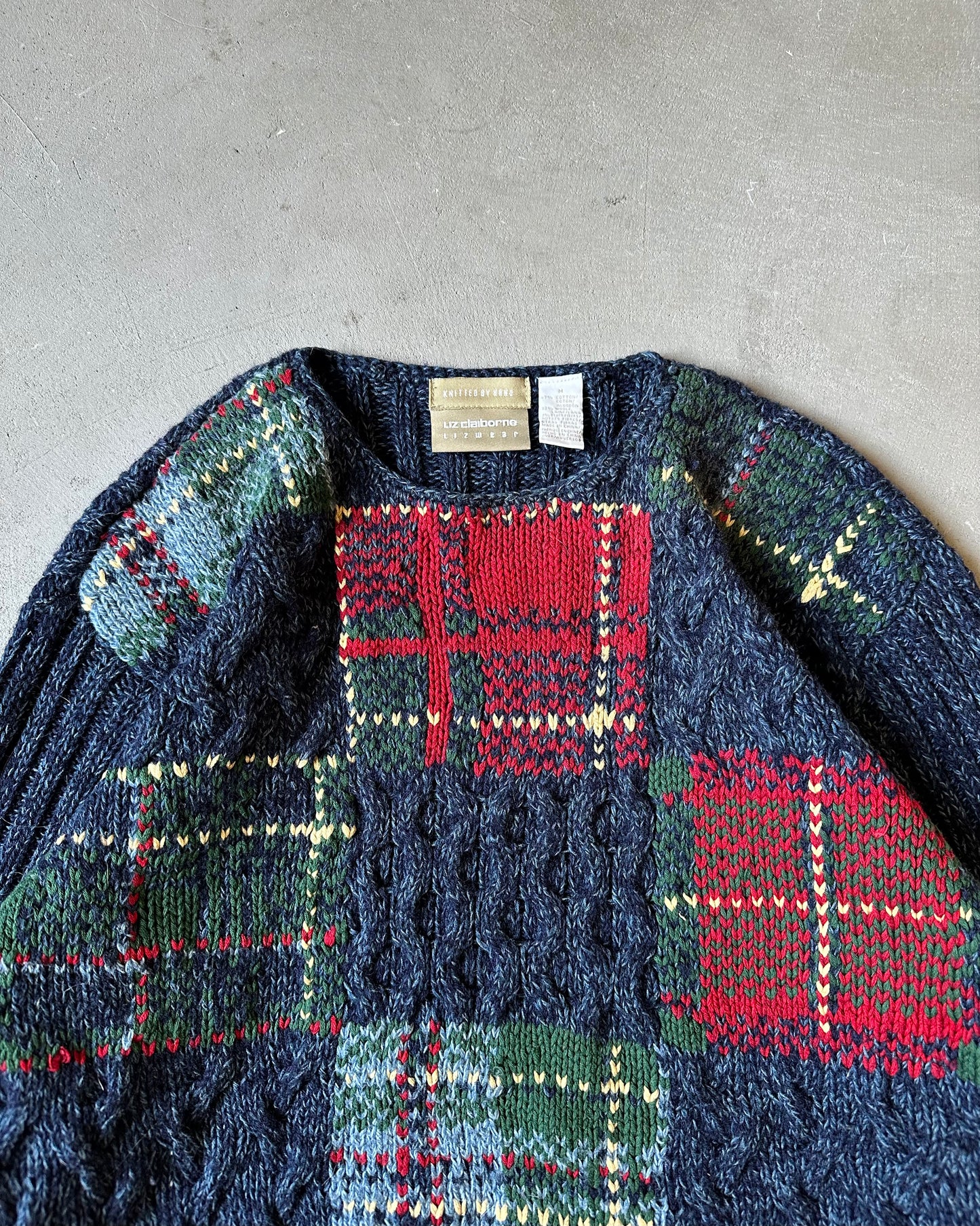 Années 2000 - Pull femme patchwork bleu/rouge - (F)M