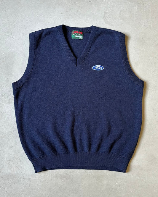 Années 90 - Gilet sans manches Ford bleu marine - XL