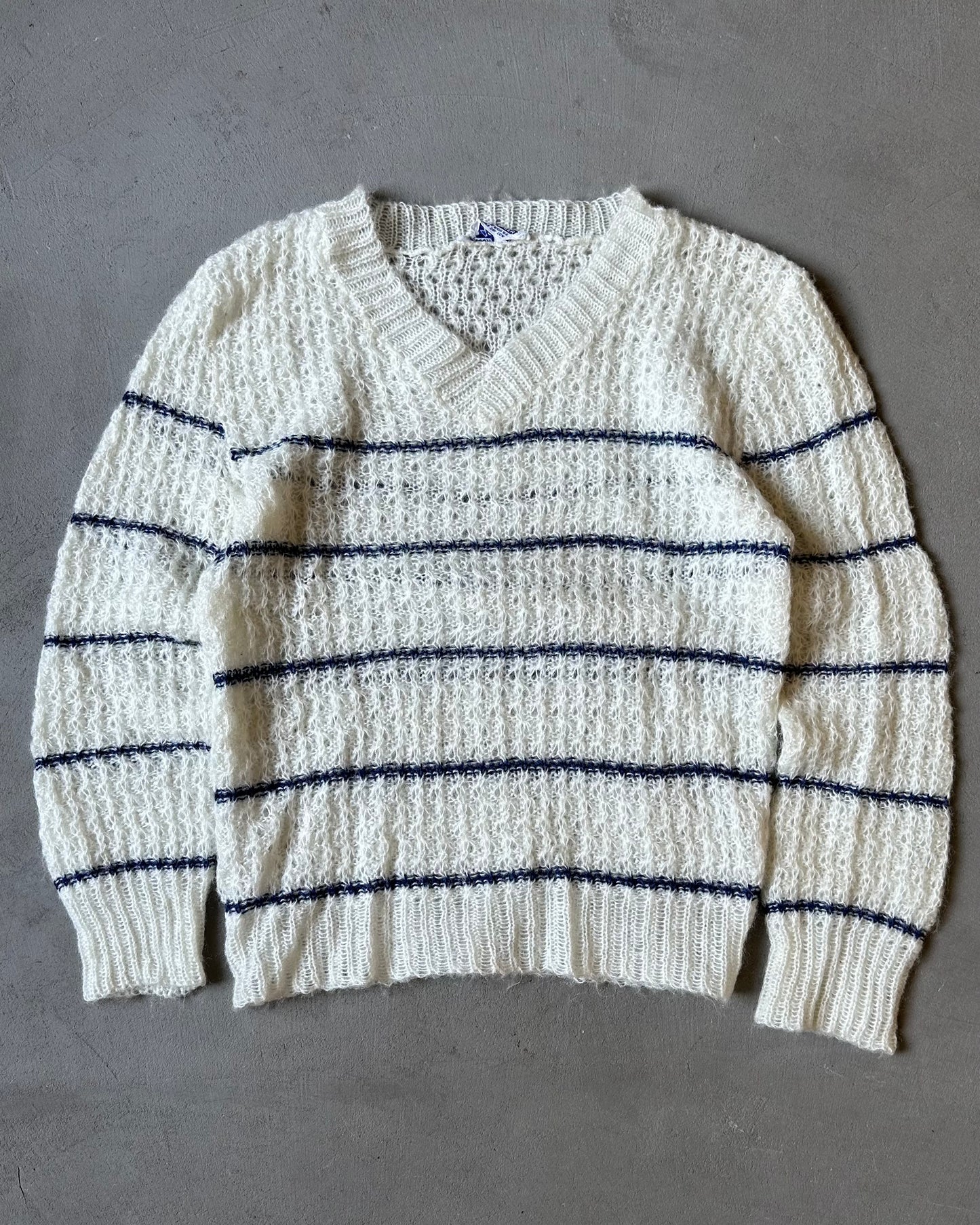Années 70 - Pull femme rayé blanc/bleu - (F)TP