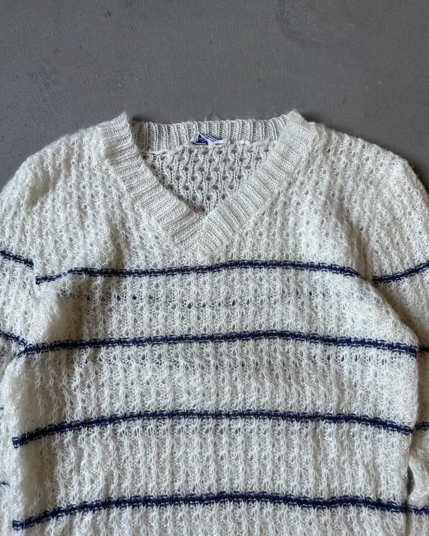 Années 70 - Pull femme rayé blanc/bleu - (F)TP