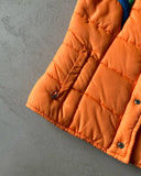 1970s - Orange/Blue Quilted Puffer Vest - S
