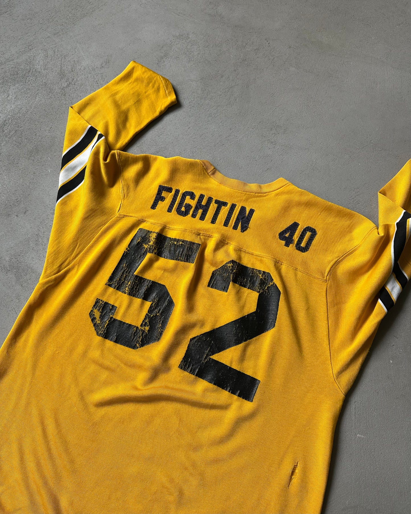 1970s - Distressed Yellow/Black "Fightin 40" Rayon Jersey - M/L