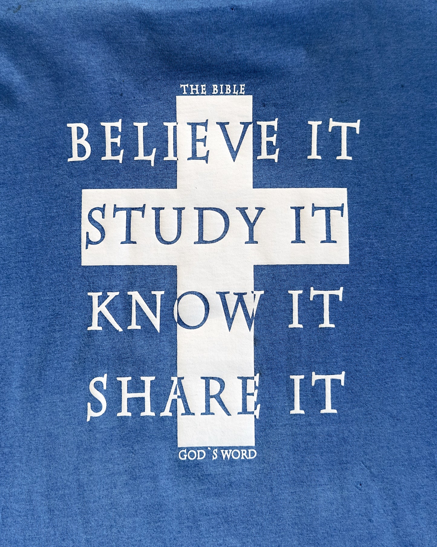 1990s - Blue "The Bible" T-Shirt - L