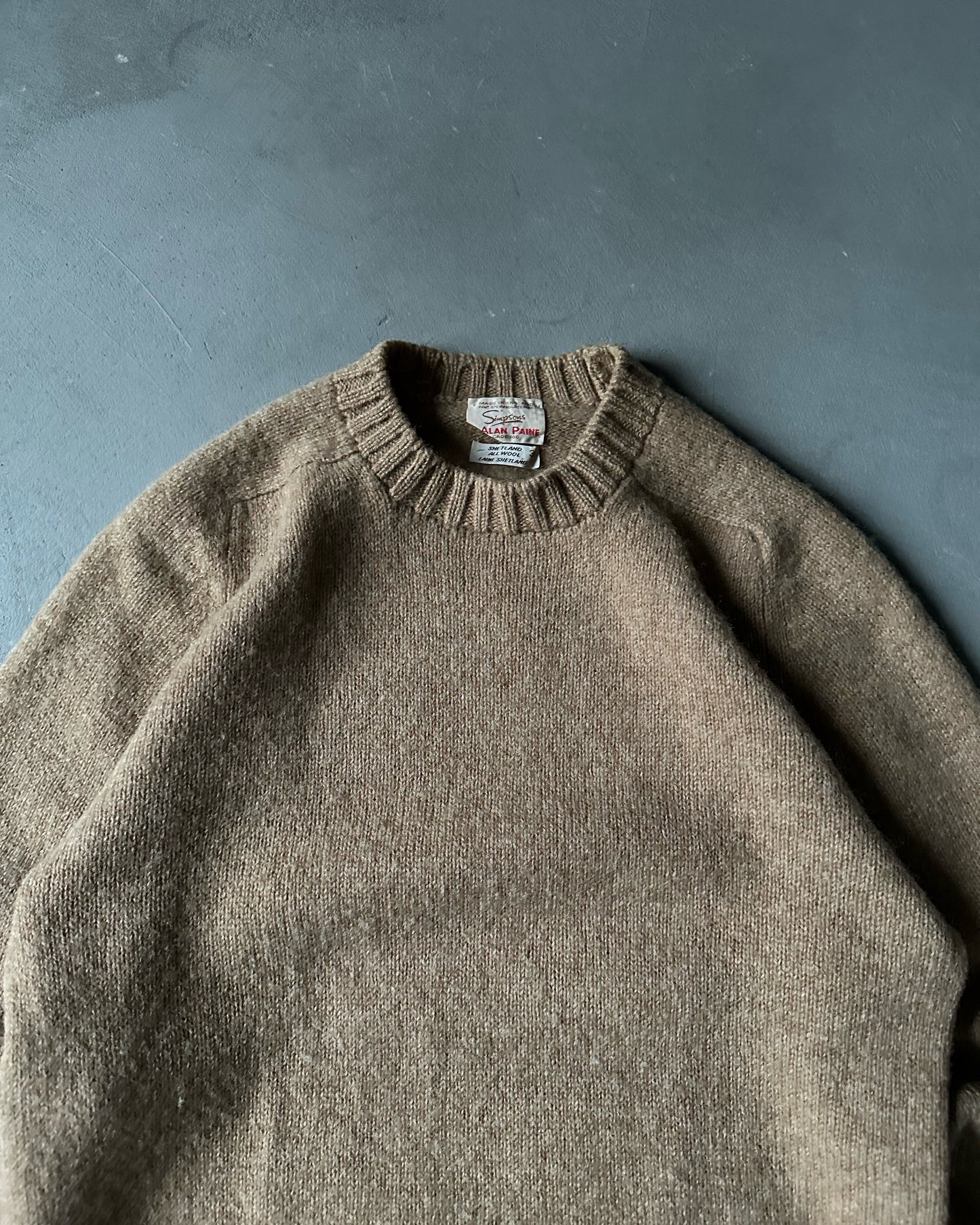 1960s - Tan Simpson Shetland Wool Sweater - S/M