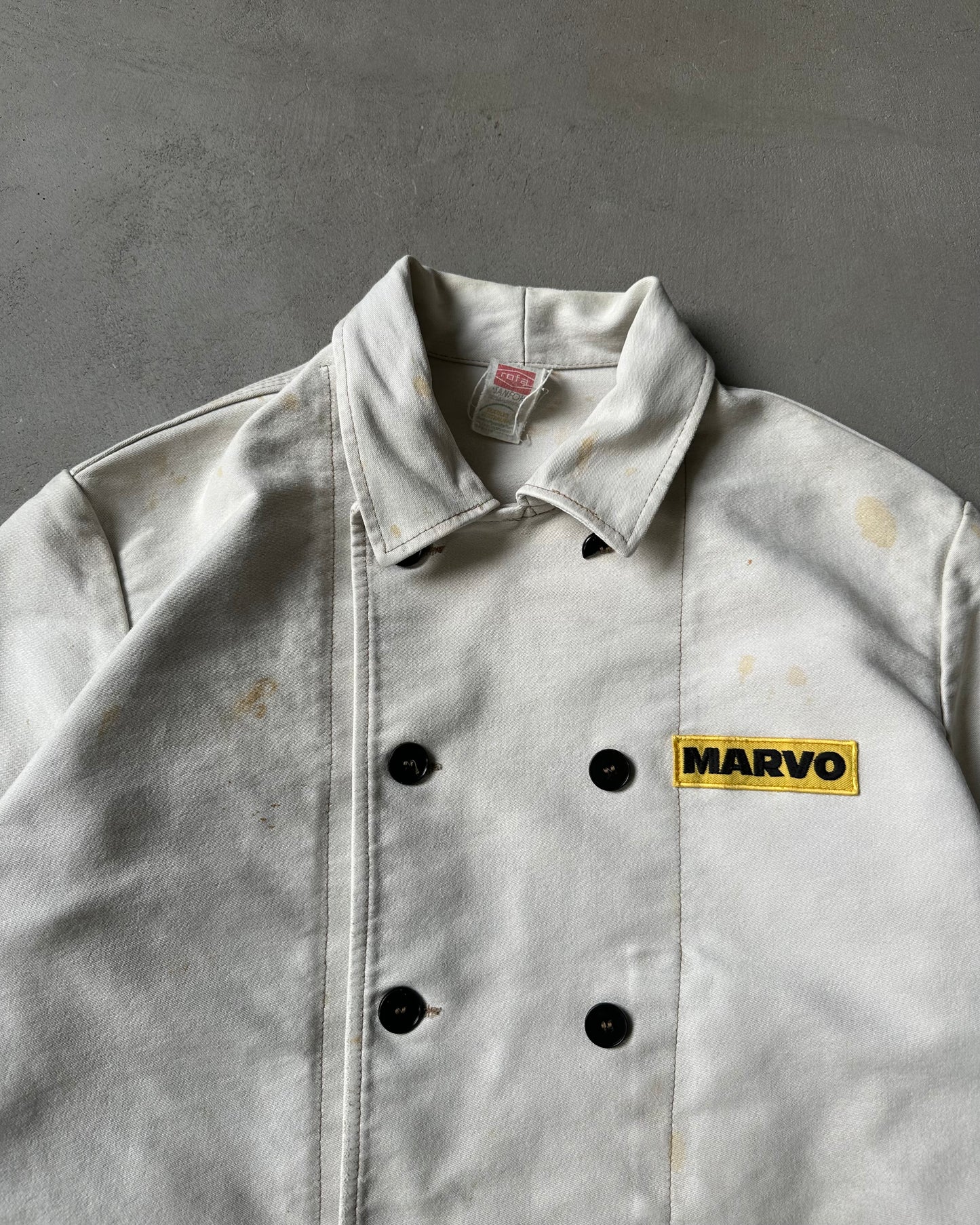 1970s - Distressed Light Grey Marvo Double Brest Chore - M/L