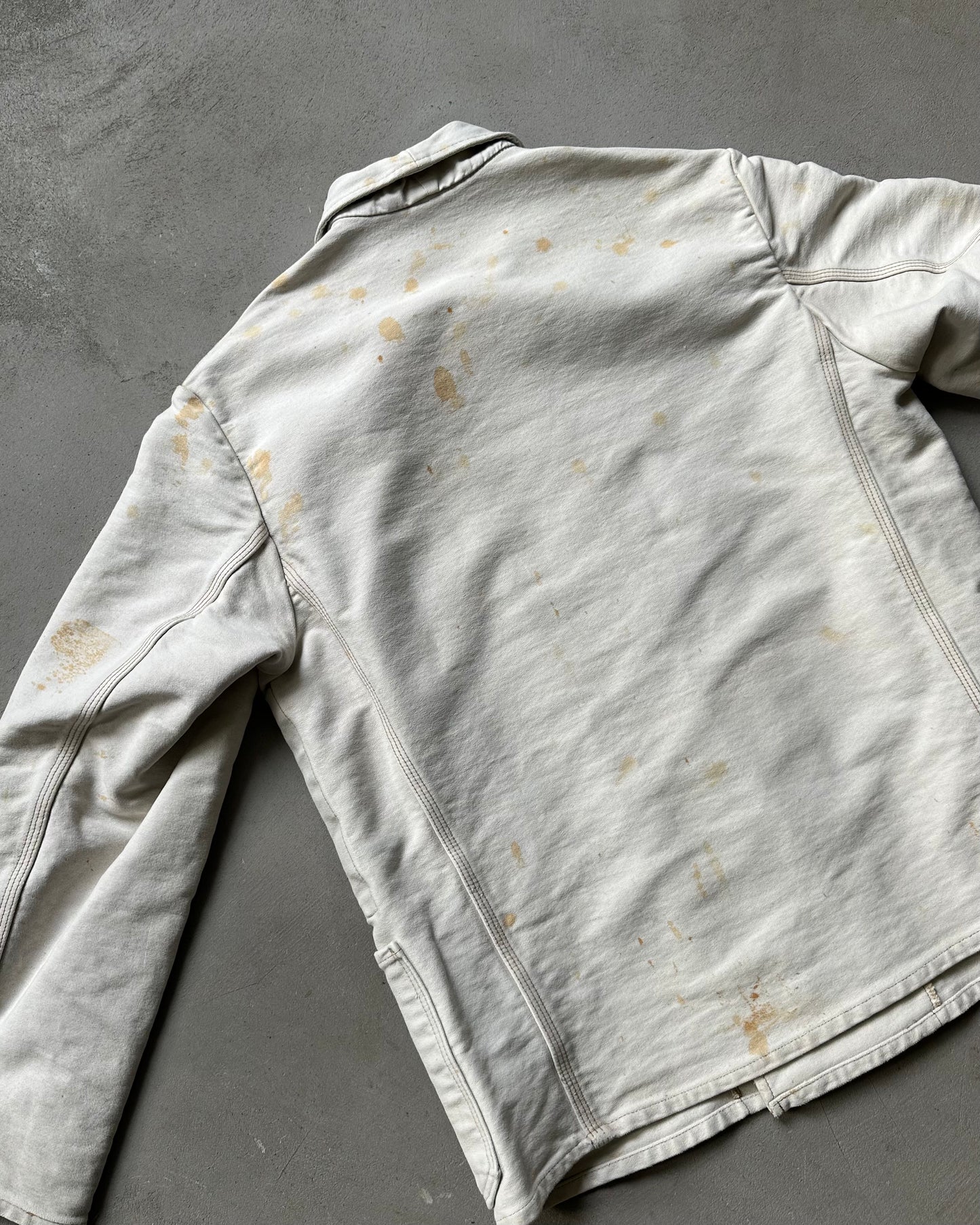 1970s - Distressed Light Grey Marvo Double Brest Chore - M/L