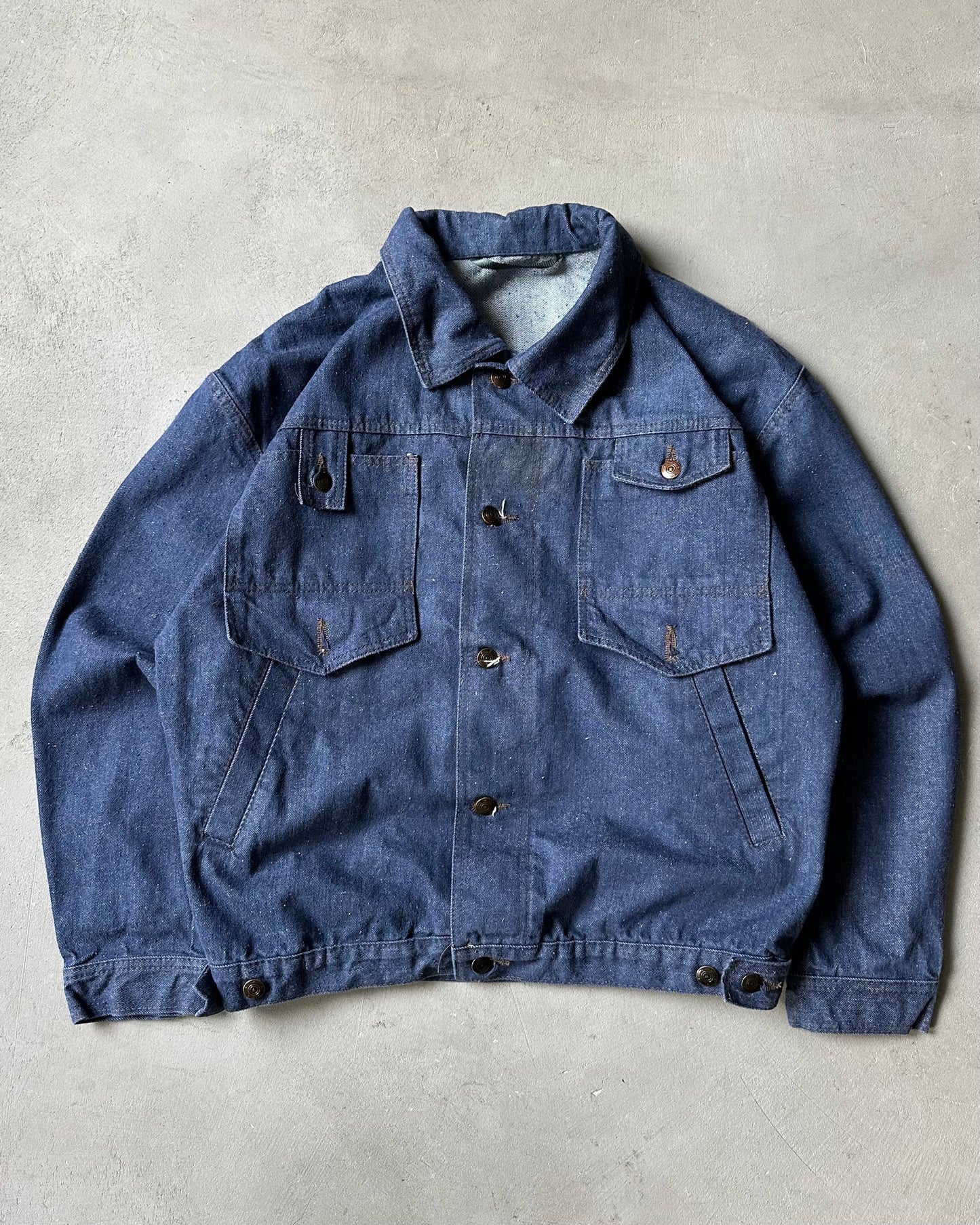 1980s - Blue Multi Pockets Denim Jacket - M/L