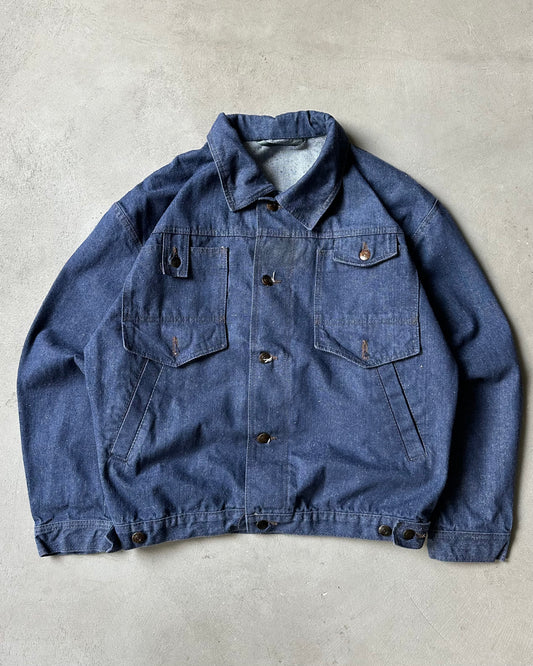 1980s - Blue Multi Pockets Denim Jacket - M/L