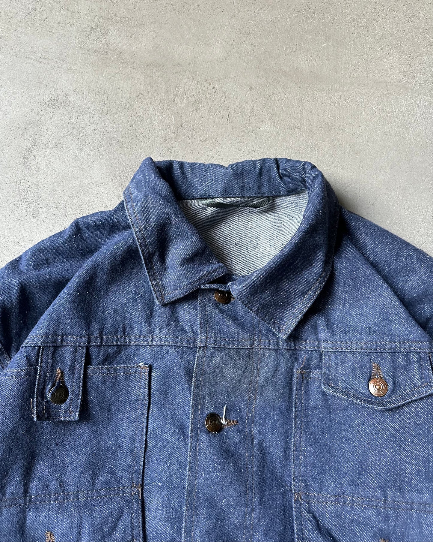 1980s - Blue Multi Pockets Denim Jacket - M/L