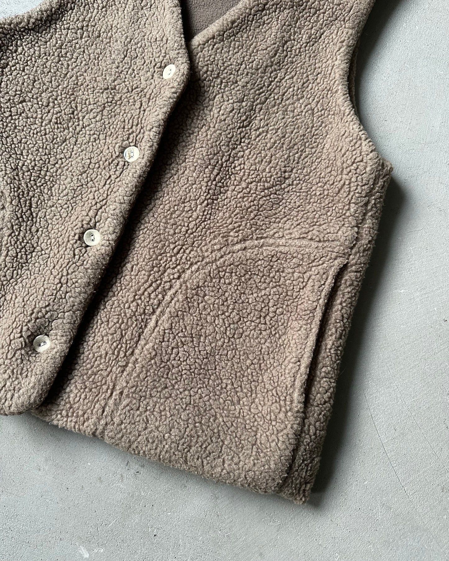 1980s - Brown Women's Deep Pile Vest - (W)S/M