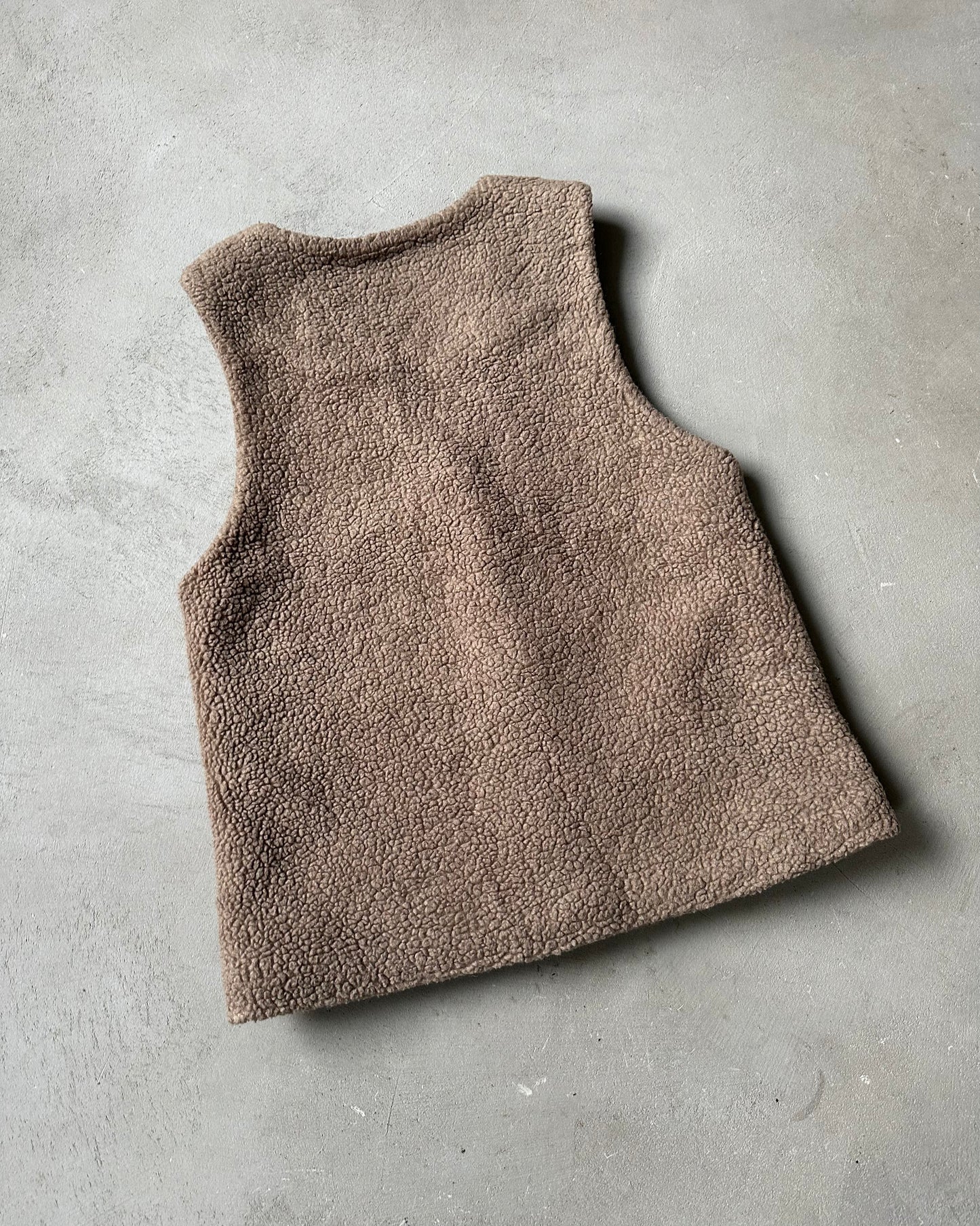 1980s - Brown Women's Deep Pile Vest - (W)S/M