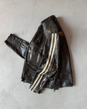 1970s - Distressed Black HD Motorcycle Leather Jacket - 40