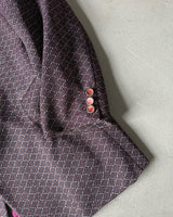 1970s - Burgundy Polyester Knit Blazer Jacket - 40 Short