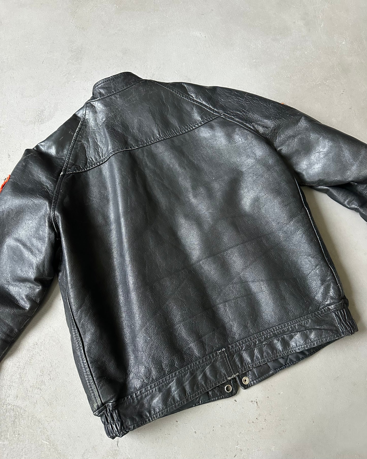 Années 1970 - Blouson en cuir Temagami noir - T.L