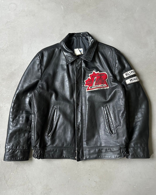 1990s - Black Ram Raising Leather Jacket - L/XL