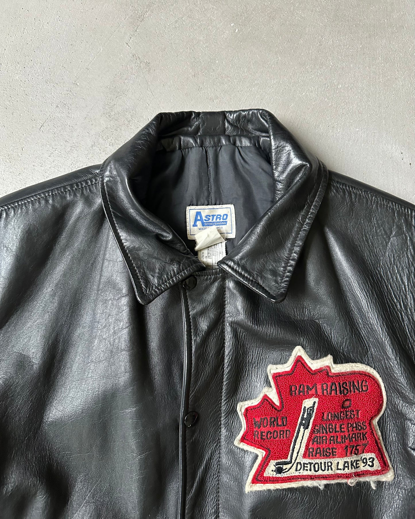 Années 90 - Blouson en cuir Black Ram Raising - T.L/XL