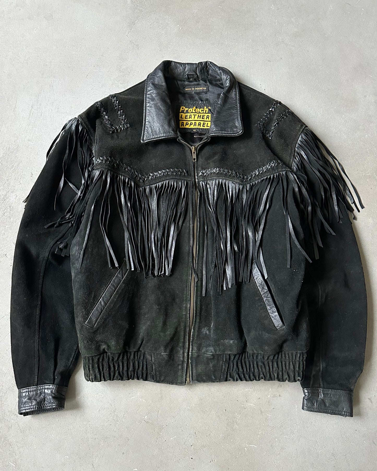 Années 90 - Veste Western en Daim Noir - 42