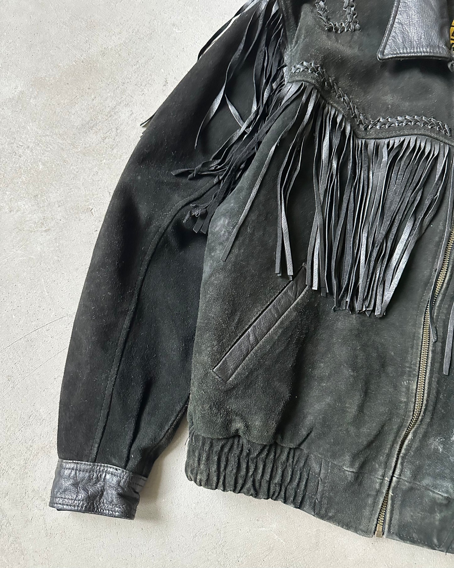 Années 90 - Veste Western en Daim Noir - 42