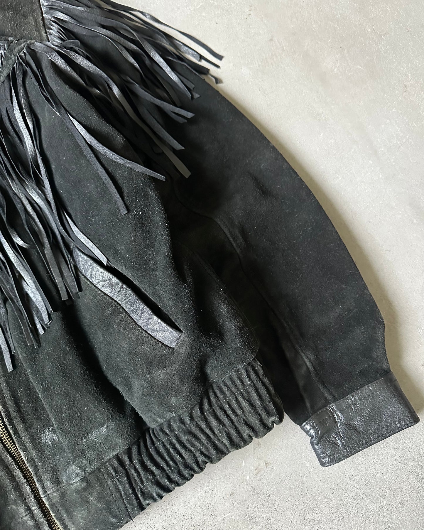 Années 90 - Veste Western en Daim Noir - 42