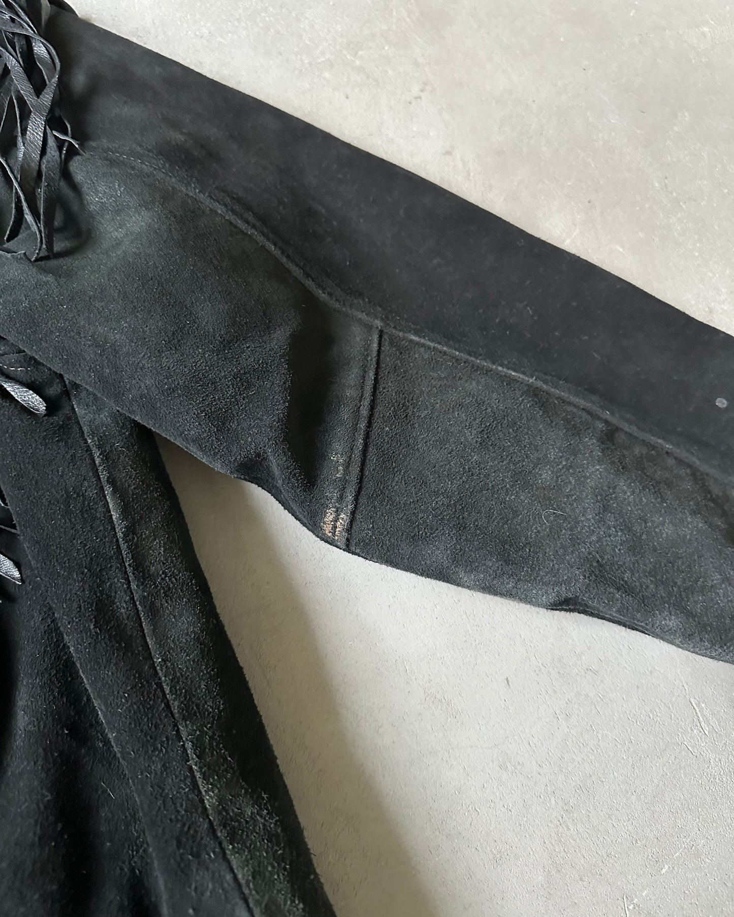 Années 90 - Veste Western en Daim Noir - 42