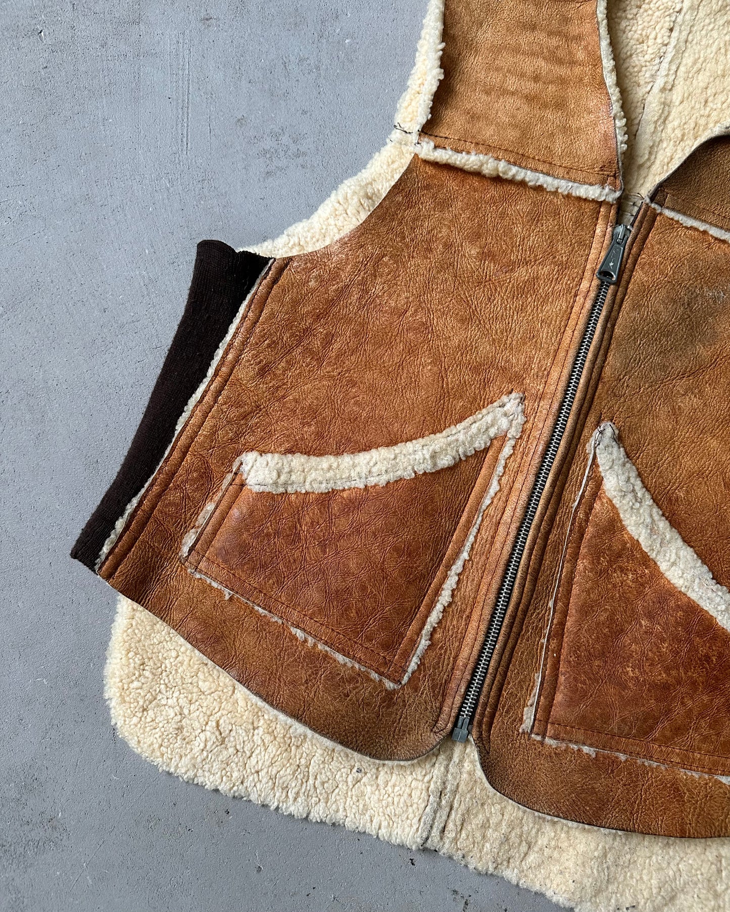 Années 70 - Gilet Sherpa Caramel - S/M