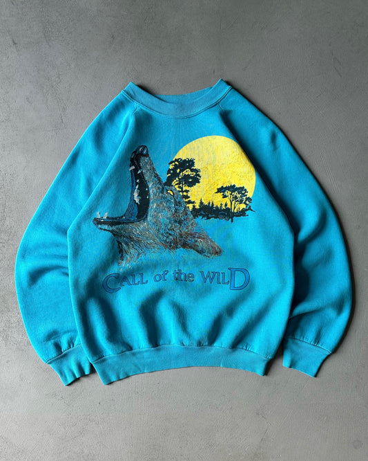 1980s - Teal "Call Of The Wild" Crewneck - S