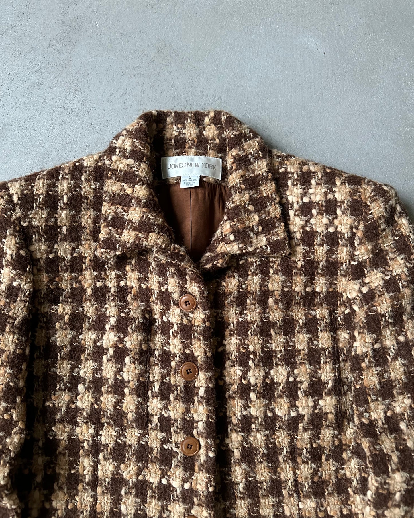 Années 90 - Veste en tweed marron/beige pour femme - (F)S