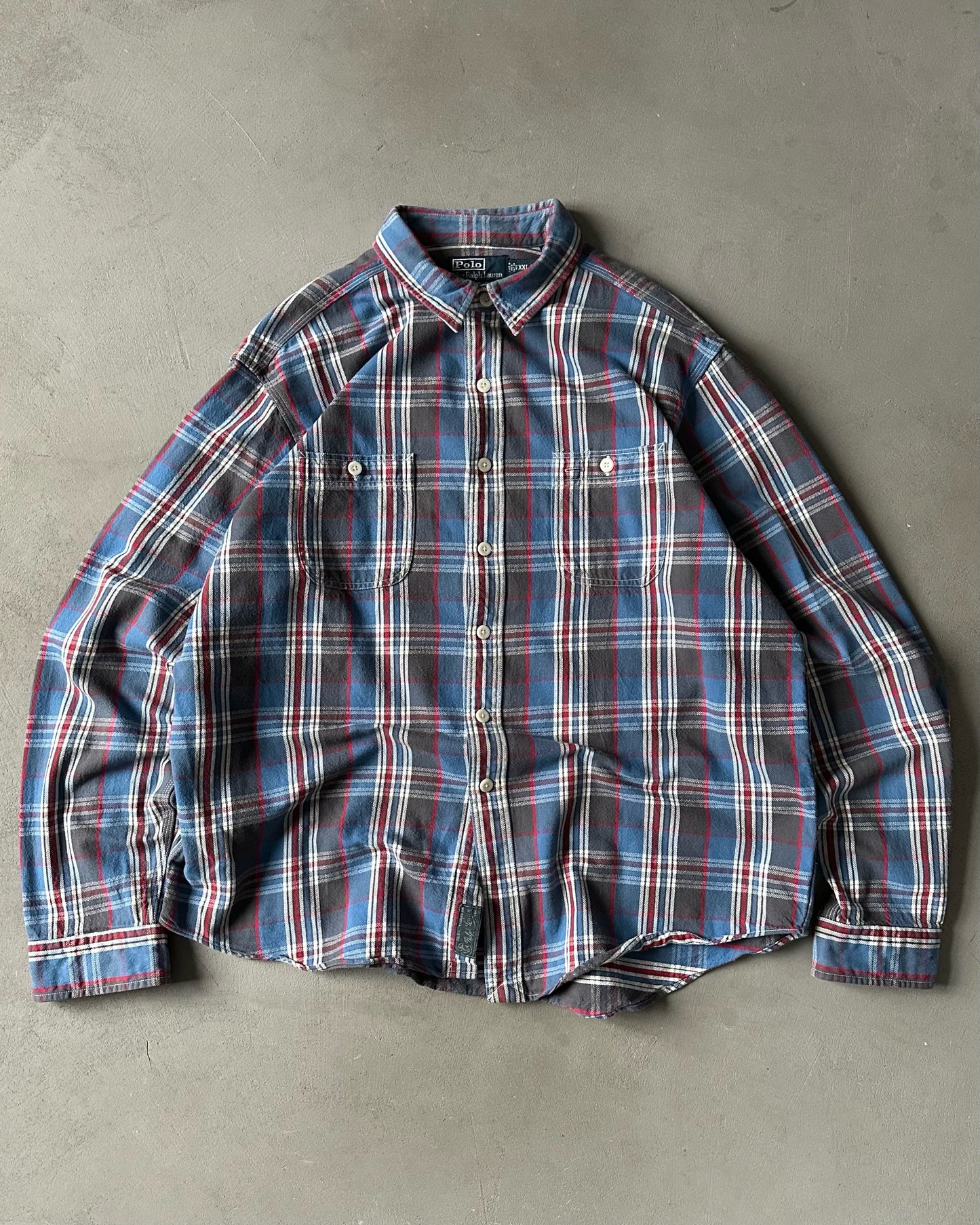 1990s - Blue/Red Polo RL Plaid Flannel - XL/XXL