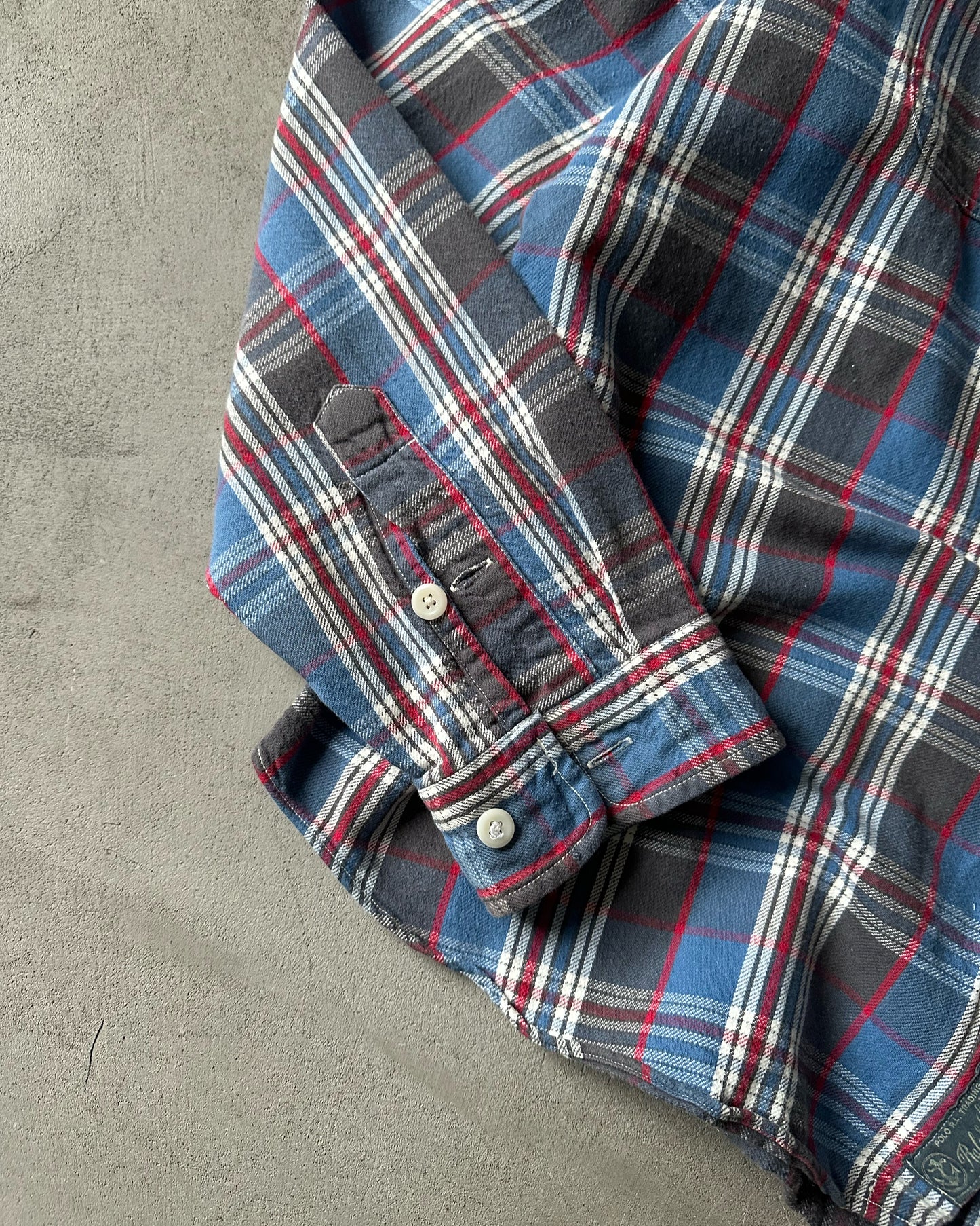 1990s - Blue/Red Polo RL Plaid Flannel - XL/XXL