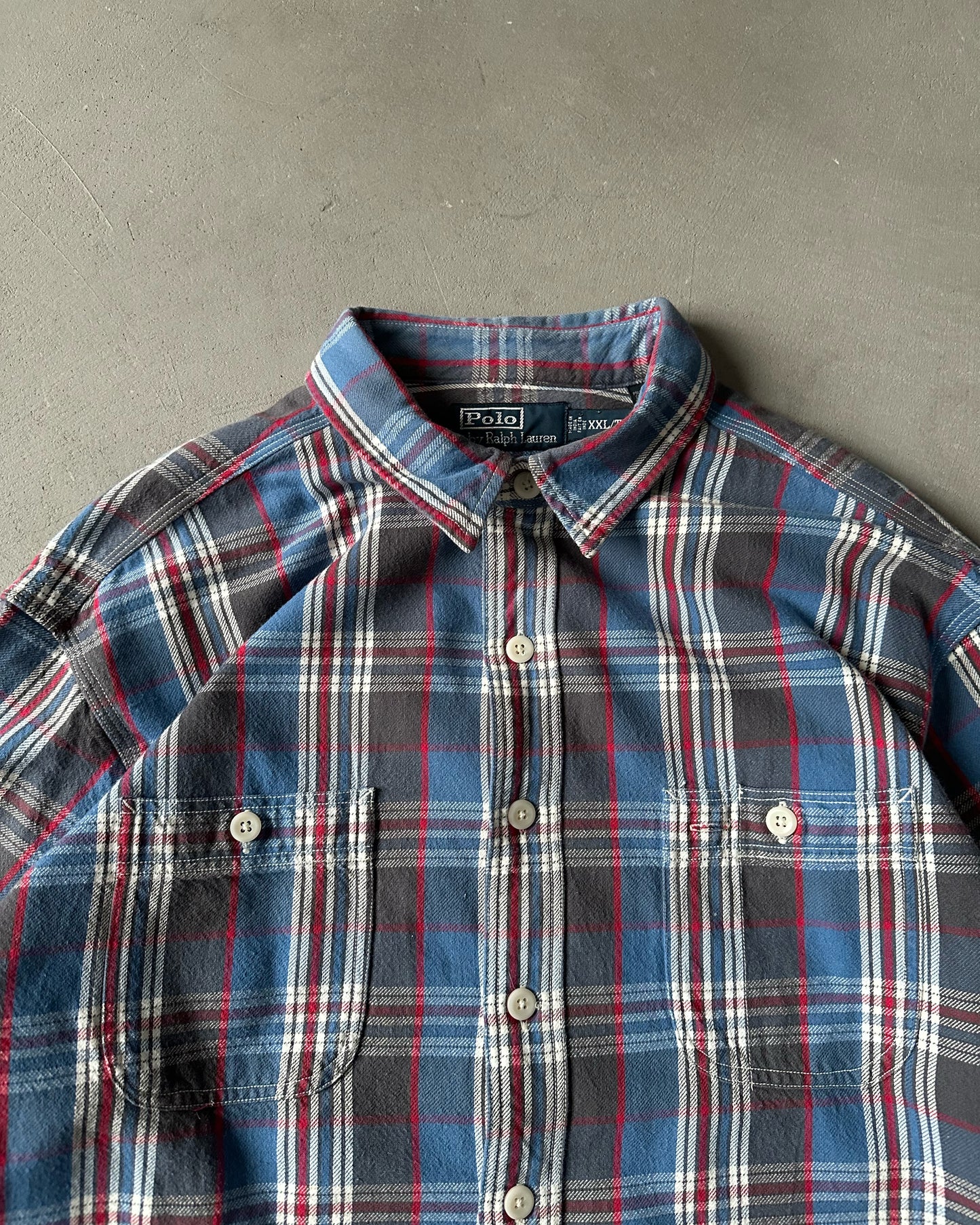 1990s - Blue/Red Polo RL Plaid Flannel - XL/XXL