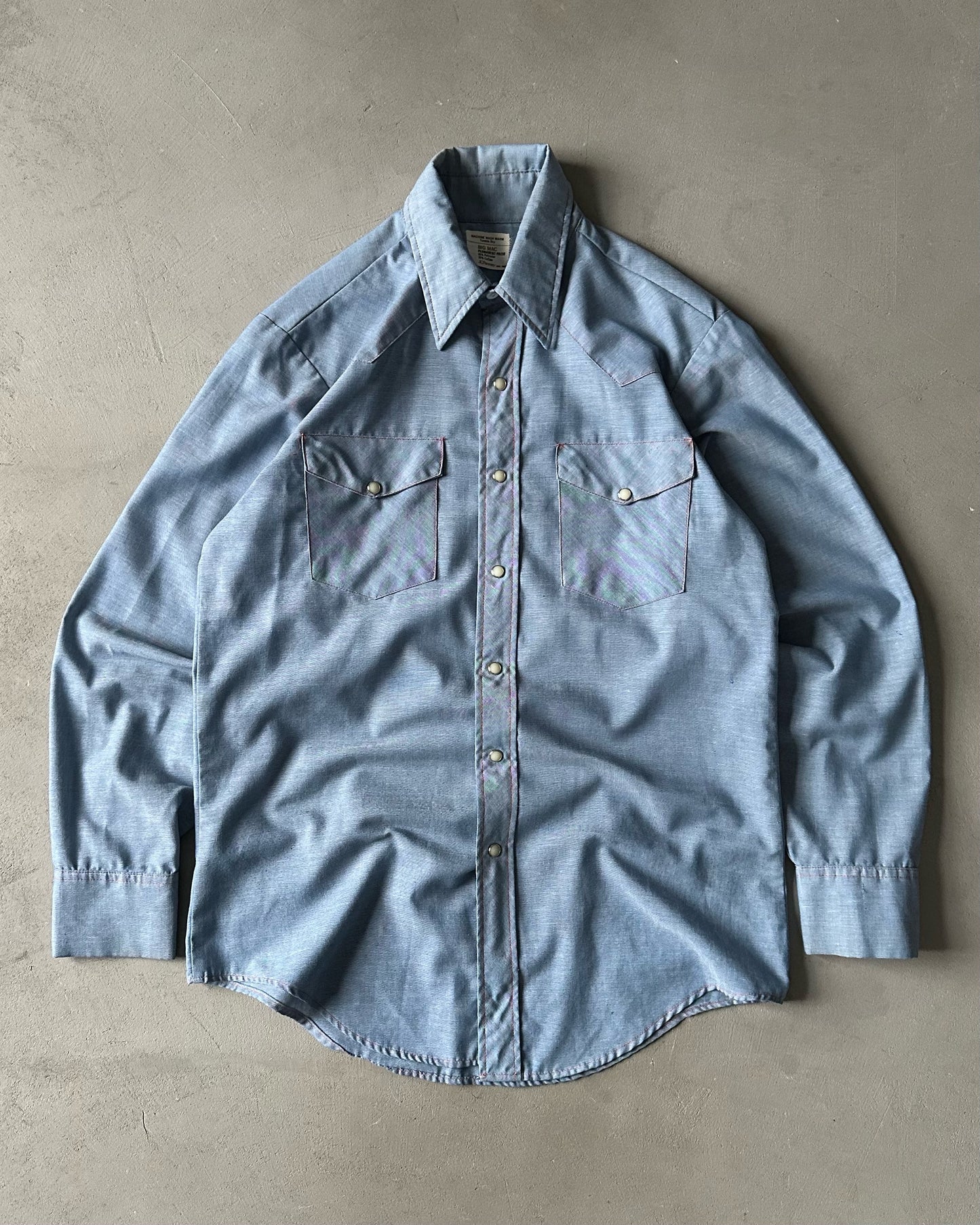 1970s - Big Mac Chambray Pearl Snap Button Up - M/L