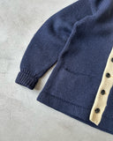 1950s - Navy/Cream Whitworth's Wool Cardigan - S/M