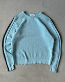 1970s - Baby Blue Striped Wool Tight Sweater - XS