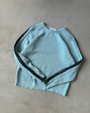 1970s - Baby Blue Striped Wool Tight Sweater - XS