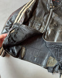 1970s - Distressed Black HD Motorcycle Leather Jacket - 40