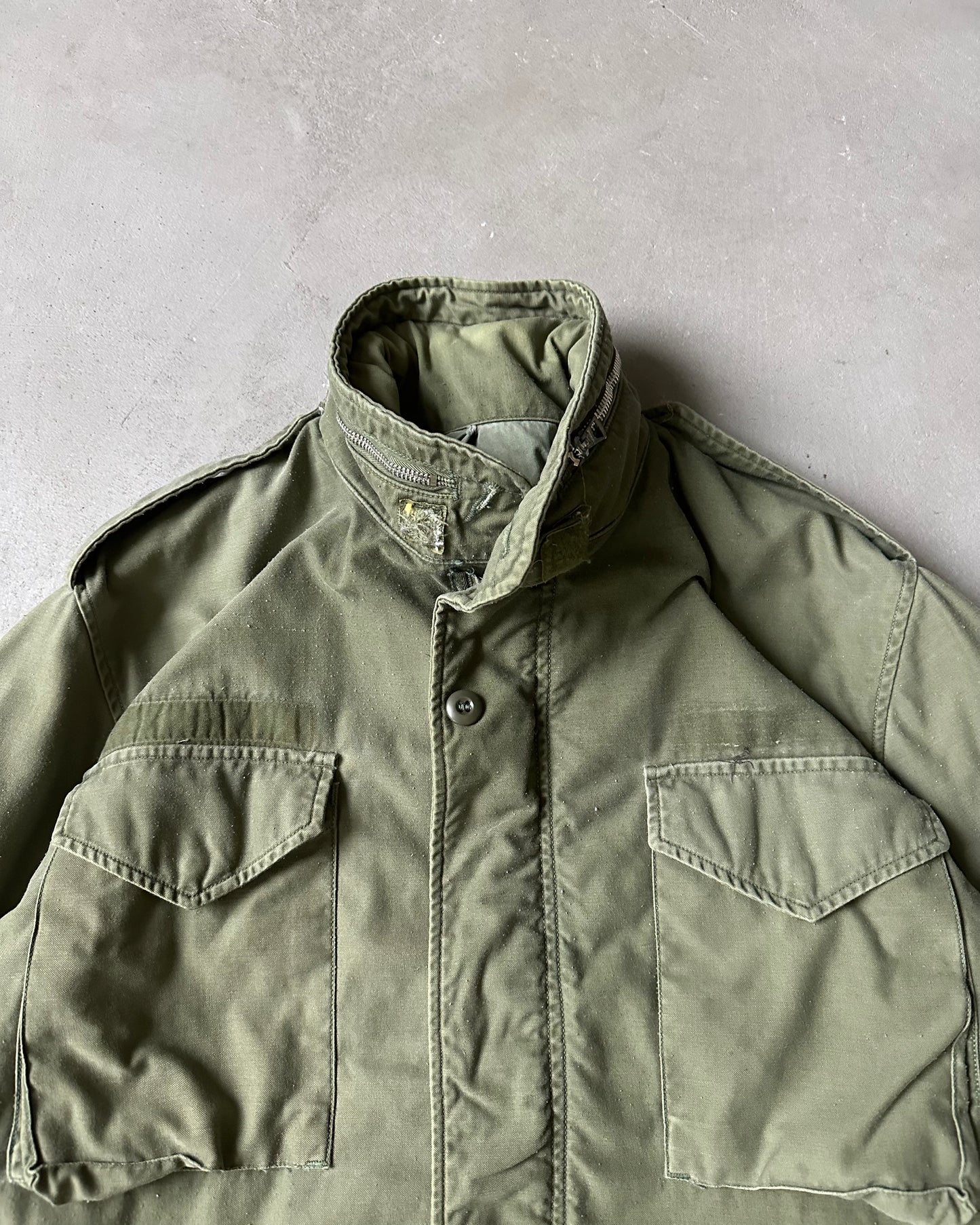 1990s - Distressed Green M65 Jacket - M/L