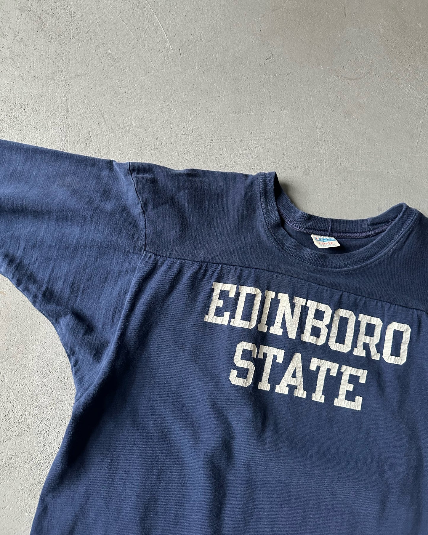 1970s - Navy "Edinboro State" Champion Blue Bar Cotton Jersey - S/M