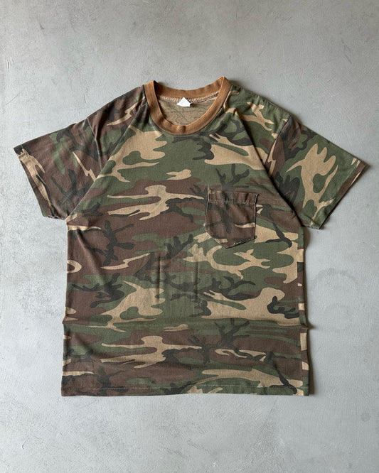 1980s - Distressed Camo Pocket T-Shirt - M
