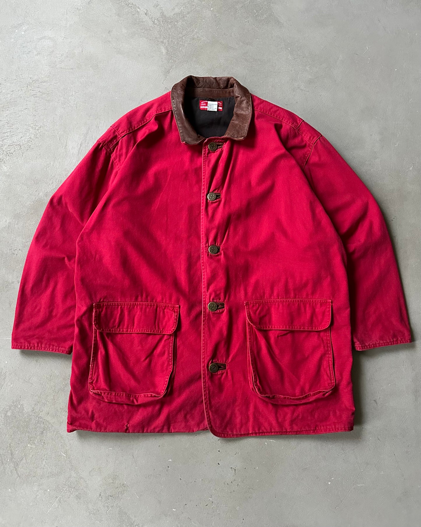 Années 90 - Veste de grange Marlboro rouge vieilli - Taille L
